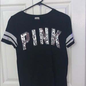 pink brand tee shirt